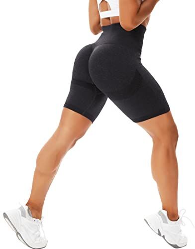 STARBILD Leggins Sportivi da Donna Corto Seamless Push Up Sexy Booty Scrunch Vita Alta Elastico Pantaloncini Allenamento Shorts per Yoga Palestra Fitness, E4760 Shorts Contorno Grigio Scuro XS