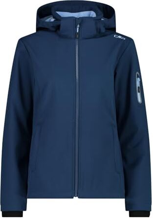 CMP Giacca in Softshell da Donna con Cappuccio Removibile, Blue-Sky, 52