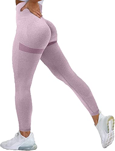 Memoryee Donna Leggings Sportivi Push Up Booty Pantacollant Fitness Vita Alta Elastici Collant Leggins Yoga Palestra Pantaloni/B-Light Purple/S