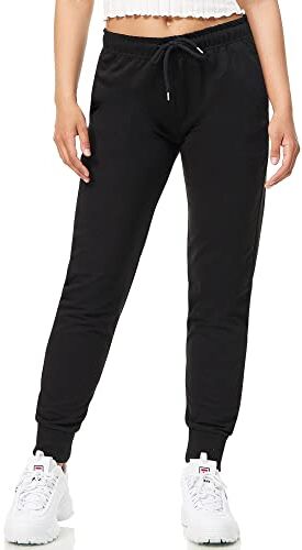 ROSS CAMP Pantaloni Sportivi Donna Cotone, Pantaloni della Tuta Donna, Pantaloni Estivi Donna, per Yoga e Fitness, Pantaloni da Donna Moderni e Comodi a Vita Alta (Nero, XS)