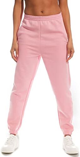 Light & Shade Pantaloni da Donna a Vita Alta, Pantaloni da Jogging, Colore: Rosa Pastello, Grande