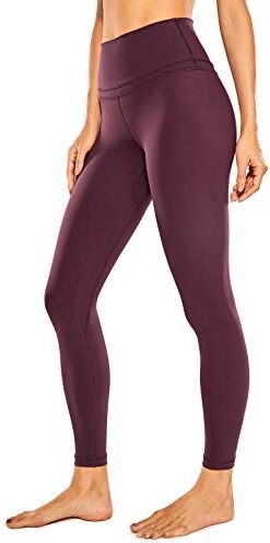 CRZ YOGA Donna Vita Alta Yoga Fitness Spandex Palestra Pantaloni Sportivi 7/8 Leggins con Tasche 64cm Adobe scuro-R009S 42