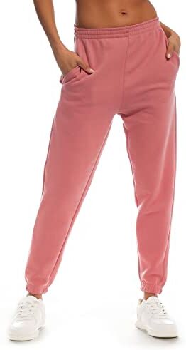 Light & Shade Pantaloni da Donna a Vita Alta, Pantaloni da Jogging, Colore: Rosa Malva, Extra Small