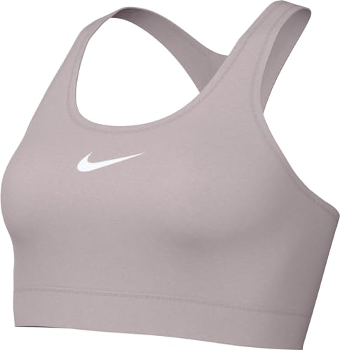 Nike W Nk Swsh Med SPT Bra, Platinum Violet/White, L Donna