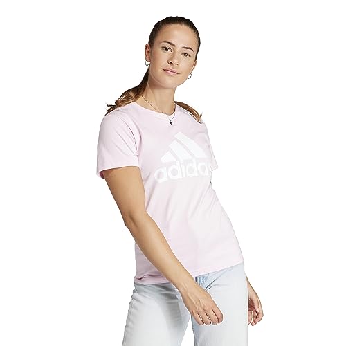 Adidas Essentials Logo Tee, T-Shirt Donna, Clear Pink/White, XS