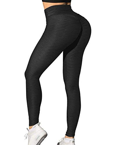 Memoryee Leggins Donna Sportivi Anticellulite Pantaloni Push up Booty Pantacollant Vita Alta Fitness Elastici Taglia Grossa Leggings Yoga/Style4-Black/S