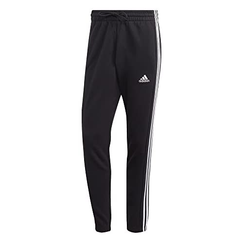 Adidas Essentials French Terry Tapered Elastic Cuff 3-stripes Joggers Pantaloni sportivi, Black/White, M Uomo