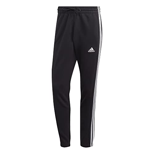 Adidas Essentials French Terry Tapered Elastic Cuff 3-stripes Joggers Pantaloni sportivi, Black/White, L Tall 2 inch Uomo