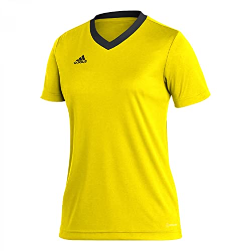 Adidas Entrada 22 Short Sleeve Jersey, T-shirt Donna, Team Yellow/Black, XL