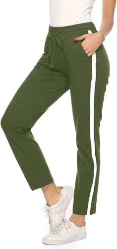 Aseniza Pantaloni Sportivi Donna in Cotone,Pantaloni Lunghi Jogger Donna con Tasche,Casual Larghi Pantaloni con Coulisse per Allenamento Jogging Fitness Palestra(Army Green,M)