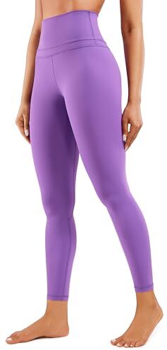 CRZ YOGA Donna Vita Alta Yoga Fitness Spandex Palestra Pantaloni Sportivi 7/8 Leggins con Tasche 64cm Lilla Reale-R009 46