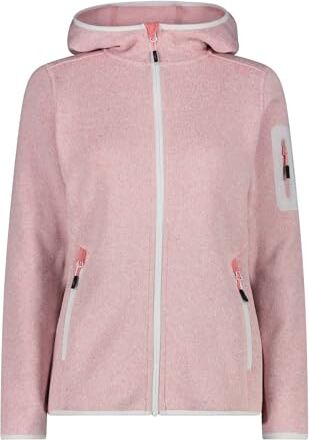 CMP Giacca in Knit-Tech da Donna con Cappuccio Fisso, Rose-Bianco, 52