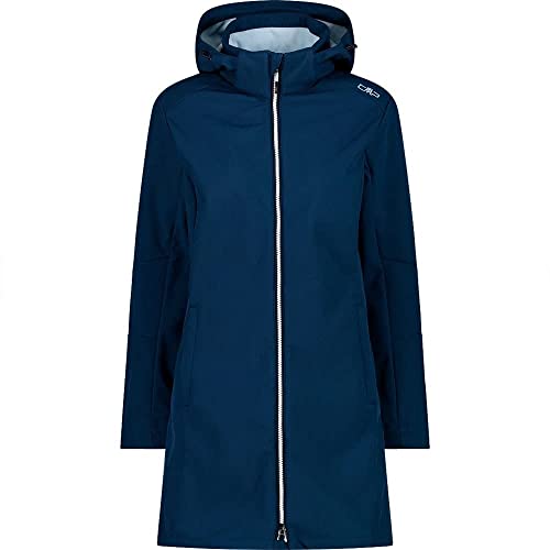 CMP Parka in softshell da donna con cappuccio removibile, Blue Ink-Cristal Blue, 40