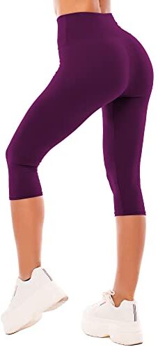 SINOPHANT 3/4 Leggins Capri Vita Alta Donna, Estivi Leggings Donna Fitness Corti Pantaloncini Yoga Coprenti Pinocchietto Controllo della Pancia Opaco Elastici Morbido per Sportivi o Casual