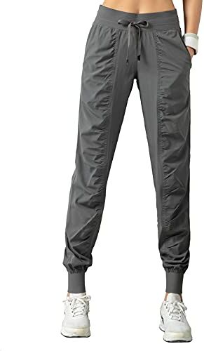 TOPLAZA Pantaloni Sportivi Joggers Donna Pieghettato Vita Alta con Tasche, Grigio, M