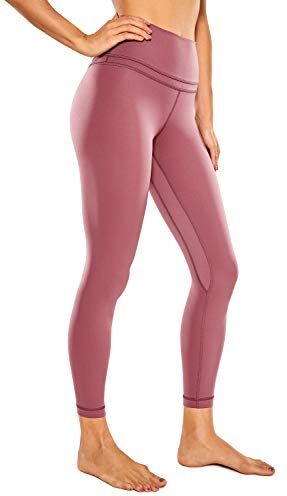 CRZ YOGA Donna Vita Alta Yoga Fitness Spandex Palestra Pantaloni Sportivi 7/8 Leggins con Tasche 64cm Merlot nebbioso-R009S 44