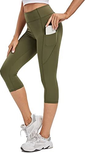 adorence 3/4 Leggins Sportivi Donna (Sensazione di Nudità, Vita Alta, Controllo Tommy, Opaco) Leggins Donna Estivi, Leggins Corti Donna-Verde,L