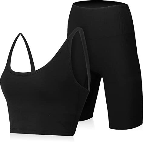 Abaodam Impostato Tuta Da Yoga Set Allenamento in Due Pezzi Per Abiti Da Yoga Pantaloncini Imposta Abiti Completo Di Canotta Abiti Yoga Abito Abbigliamento Sportivo Stretto Fitness Nylon