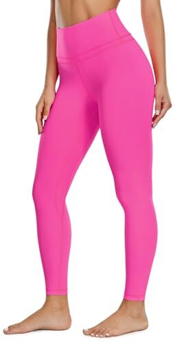 CRZ YOGA Donna Vita Alta Yoga Fitness Spandex Palestra Pantaloni Sportivi 7/8 Leggins con Tasche 64cm Viola di Ibisco-R009 44