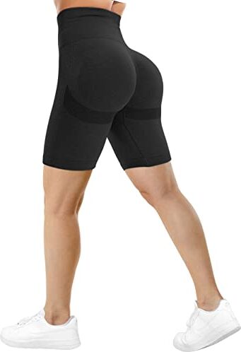 TAYOEA Pantaloncini Cicliso Donna Sportivi Collant Corsa Leggings a Vita Alta Pantaloncini da Corti Yoga da Palestra Push Up Butt Scrunch Opaco Senza Cuciture Contorno Sorriso Nero,