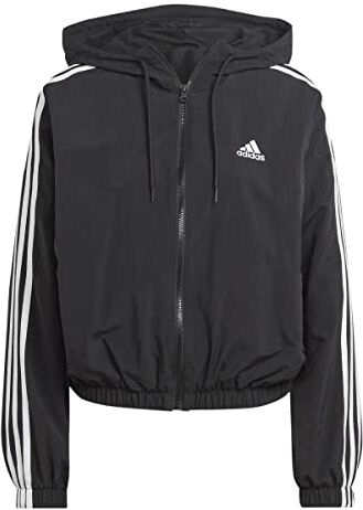 Adidas Giacca a vento da donna Essentials con 3 strisce, nero/bianco