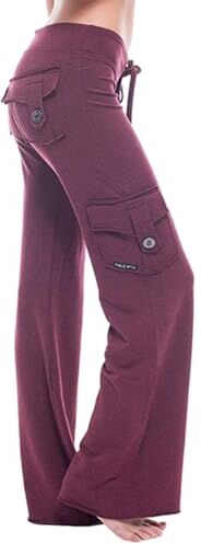 Teksome Pantaloni da Yoga a Gamba Larga da Donna Pantaloni Larghi Casual da Donna con Tasche   Pantaloni della Tuta Cargo per Donne, Ragazze e Adolescenti per Lo Streetwear