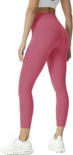 ATRACTIVOLL Leggins Yoga Donna, Pantaloni Vita Alta Fitness Elastici Collant Pant Push up Leggings Sportivi (S, Rosa)