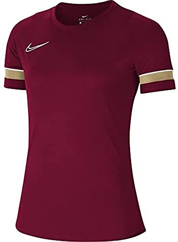 Nike Academy 21 Training, Maglietta a Maniche Corte, Donna, Rosso (Rosso/Bianco/Oro Jersey), 2XS