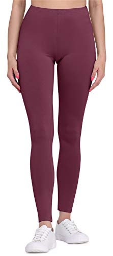 Bellivalini Leggings Lunghi in Viscosa Donna BLV50-147 (Bordeaux, XL)