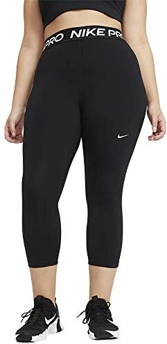 Nike W NP 365 Tight Crop Leggings, Black/White, M Donna