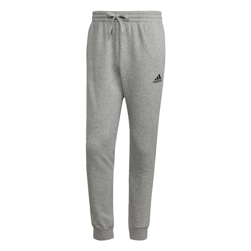 Adidas Regular Tracksuit Bottoms Pantaloni da Uomo, Essentials Fleece, Medium Grey Heather / Black, L Short