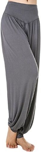 MEISHINE ® Donna Modal Elastico Yoga Pantaloni Harem Pantaloni Fitness Pantaloni Pilates Pantaloni Danza Pantaloni Workout Pantaloni Sportivi Pantaloni Jogging Pantaloni (Size XL, Grigio Scuro)