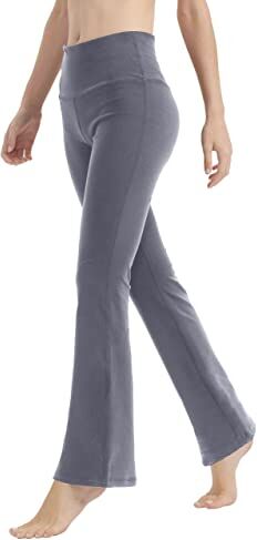 LaiEr Pantaloni da Yoga per Le Donne Controllo della Pancia Allenamento Bootleg Pantaloni a Vita Alta Pantaloni Elasticizzati a 4 Vie con Tasche Interne, Grigio Chiaro,M