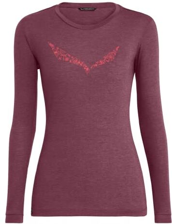 Salewa Donna SOLIDLOGO Dry W L/S Tee. T-Shirt, Rhodo Red Melange, 50/44