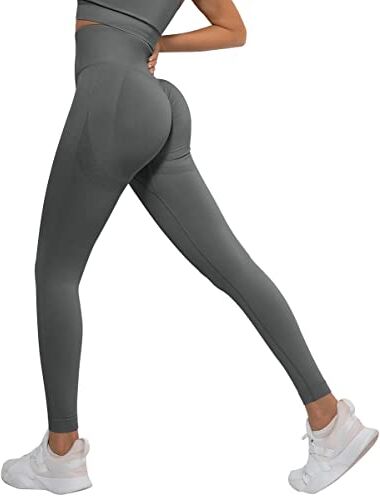 Memoryee Donna Leggings Sportivi Push Up Booty Pantacollant Fitness Vita Alta Elastici Collant Leggins Yoga Palestra Pantaloni/B-Upgraded Dark Grey/S