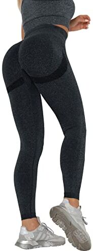 Tuopuda Leggins Donna Sportivi Pantaloni Palestra Vita Alta Push Up Anticellulite, per Fitness Allenamento Jogging Tuta Yoga Pants Opaco Elastici, A1-Nero, S