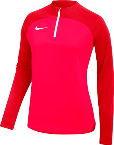 Nike W Nk DF Acdpr Dril Top K Maglia a Maniche Lunghe, Bright Crimson/University Red/White, XL Donna