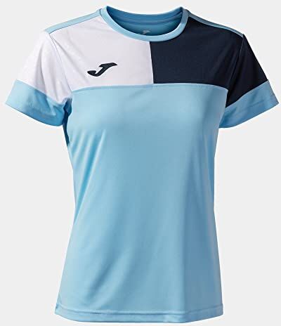 Joma Maglia a Manica Corta Donna Crew V Celeste Blu Navy Bianco