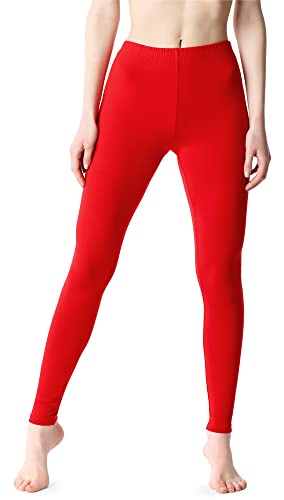 Bellivalini Leggings Lunghi Pantaloni Donna BLV50-203 (Rosso, M)