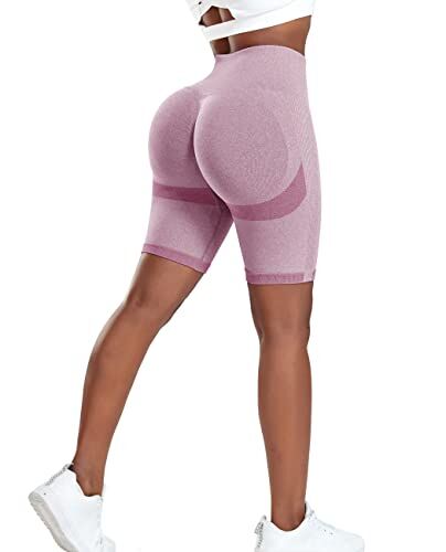 STARBILD Leggins Sportivi da Donna Corto Seamless Push Up Sexy Booty Scrunch Vita Alta Elastico Pantaloncini Allenamento Shorts per Yoga Palestra Fitness, E5920 Shorts Contorno Viola L