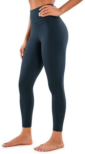 CRZ YOGA Donna Vita Alta Yoga Fitness Spandex Palestra Pantaloni Sportivi 7/8 Leggins con Tasche 64cm True Navy- 46