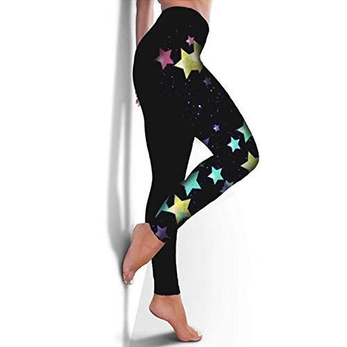 KEERADS Pantaloni Yoga a vita alta pantaloni da donna stampa Casual High sport Pantaloni Yoga più Moda Pantaloni Legging 8 Anni Ragazza (Yellow-D, S)