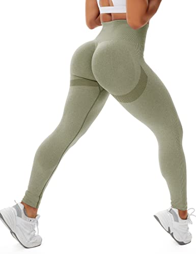 STARBILD Leggins Sportivi da Donna Push Up Sexy, Pantaloni Palestra Vita Alta Scrunch Butt, Seamless Calzamaglie per Yoga Fitness, F4160 Push Up Verde XL