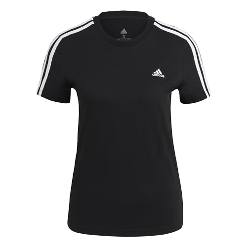 Adidas Essentials Slim 3-Stripes, T-shirt, Donna, Black/White, XL Petite