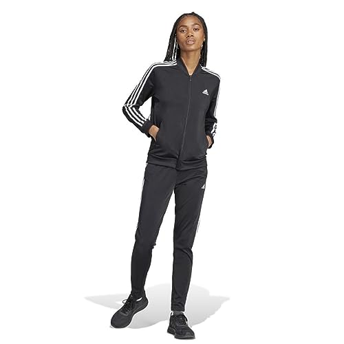 Adidas , Essentials 3-Stripes, Tuta, Top: Fondo Nero/Nero: Nero/Bianco, Xl, Donna