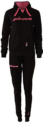 GIVOVA TUTA DONNA 105 PAILLETTES CON CAPP in FELPA NERO/FUXIA Tg. S