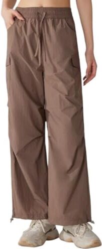 ELroal Pantaloni da yoga, pantaloni sportivi da donna Pantaloni da jogging Pantaloni cargo leggeri con coulisse e pieghe (Color : Brown, Size : L)