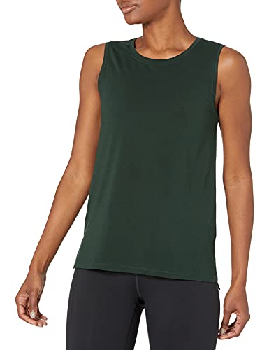 Amazon Essentials Canotta da Yoga in Morbido Cotone dalla vestibilità Standard (Disponibile in Taglie Forti) (precedentemente Core 10) Donna, Verde Intenso, XL