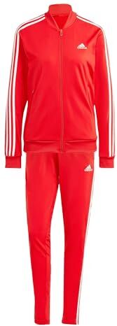 Adidas Essentials 3-stripes Tracksuit Tuta da ginnastica, Meglio scarlatto/bianco, L Tall Donna