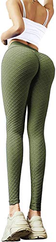 Memoryee Leggins Donna Sportivi Anticellulite Pantaloni Push up Booty Pantacollant Vita Alta Fitness Elastici Taglia Grossa Leggings Yoga/Green-Style7/S